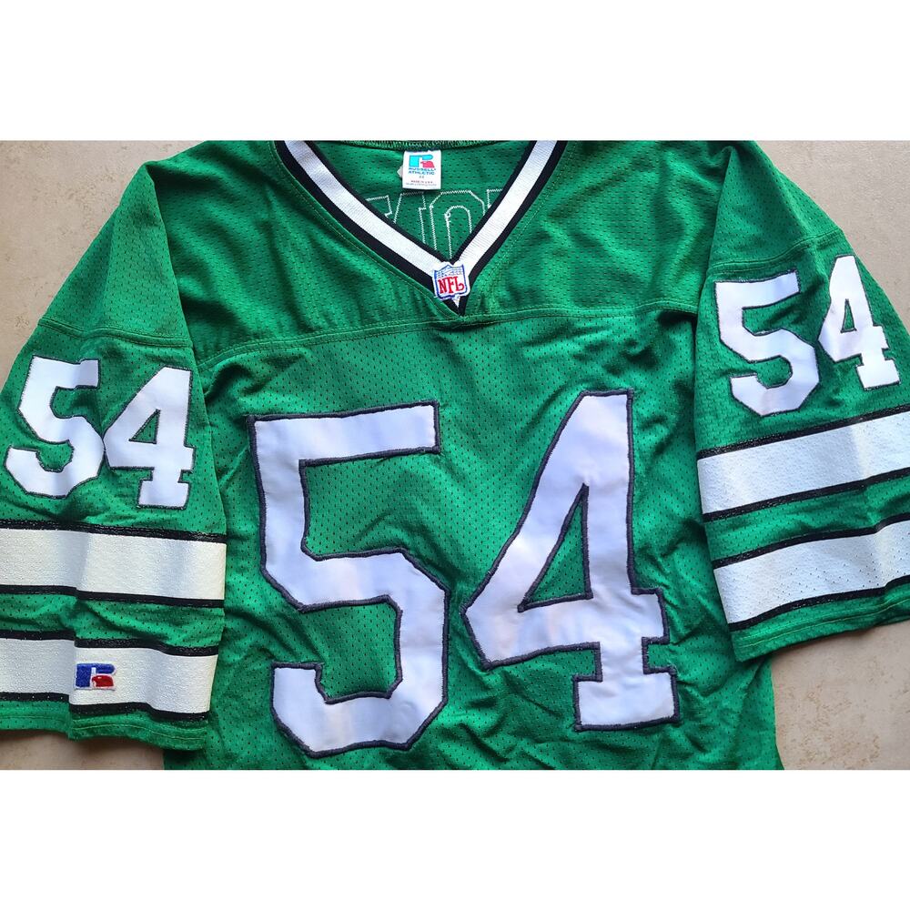 Marvin JONES #54 90s New York Jets RUSSELL Authentic SEWN jersey 44 M NFL vtg - Picture 5 of 10